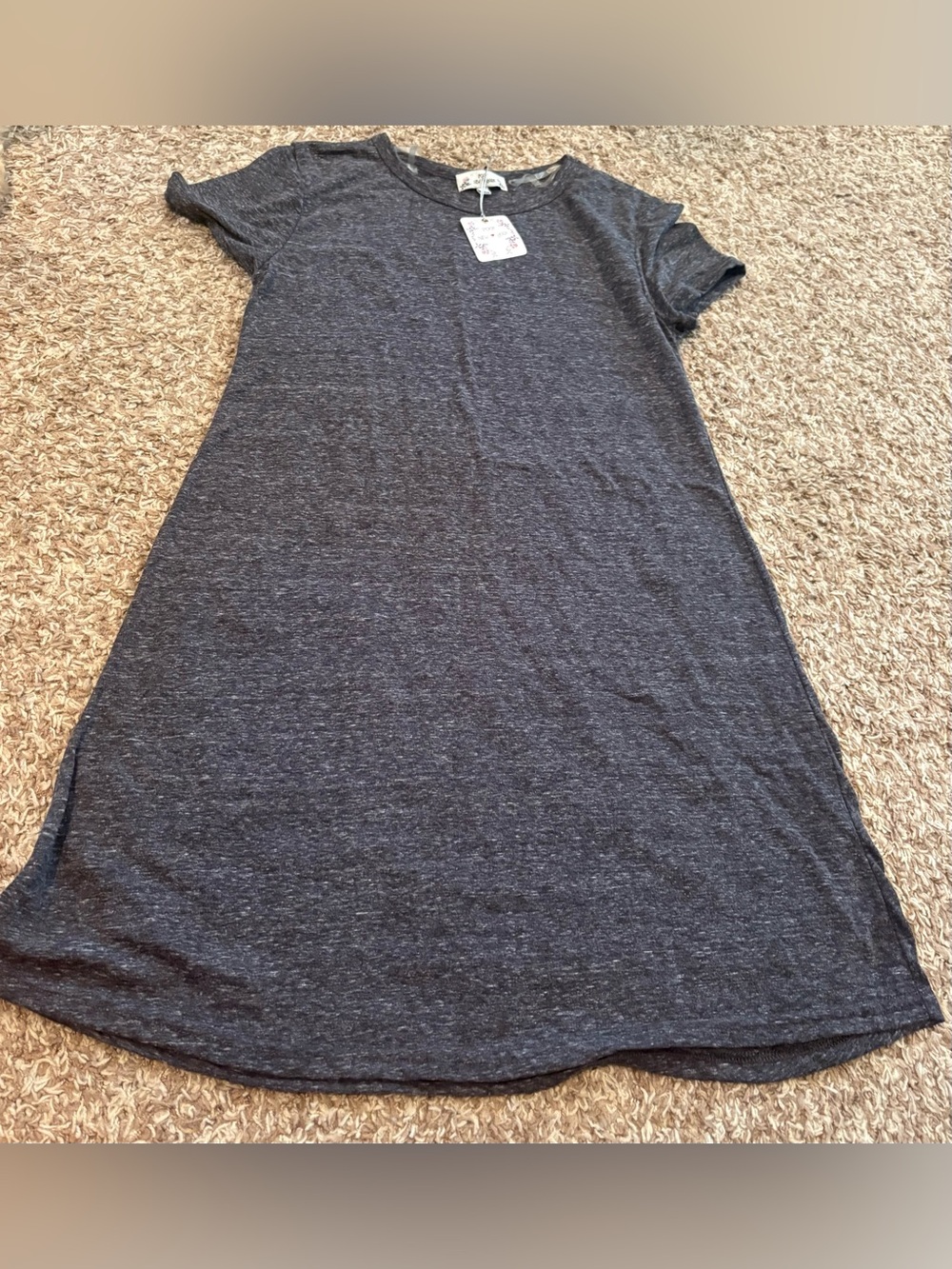 Poof! Heather Charcoal Mini T-Shirt Dress
